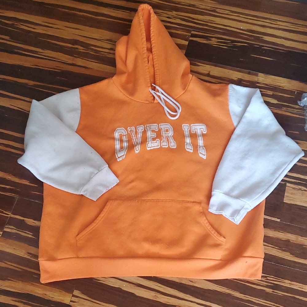 Orange and White 'Over It' Hoodie